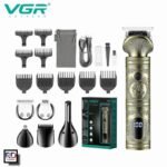 VGR-106 ماكينة حلاقة كهربائية احترافية للرجال من VGR – قابلة للشحن، متعددة الوظائف، 21 قطعة