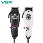 ماكينة حلاقة VGR V-129 السلكية الاحترافية – شفرات ستانلس ستيل، ضوضاء منخفضة، سلك 2.5 متر، تصميم أنيق مع ملحقات كاملة