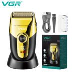 ماكينة حلاقة VGR V-383 الرجالية – احترافية، شفرة ستانلس 0.02 مم، 3 سرعات، مقاومة للماء IPX4، شاشة LED