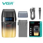 ماكينة تنعيم VGR V-308 الاحترافية للرجال – 2 في 1 جافة ورطبة، شفرات تيتانيوم مزدوجة، محرك 9000 RPM، مقاومة للماء IPX7، شاشة LED