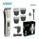 VGR-211 – ماكينة حلاقة كهربائية احترافية للرجال من VGR، قابلة للشحن، مع 4 أمشاط