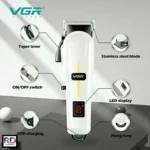 VGR-213 – ماكينة حلاقة كهربائية احترافية للرجال قابلة للشحن، شفرات متعددة القطع، بطارية ليثيوم 2000 مللي أمبير