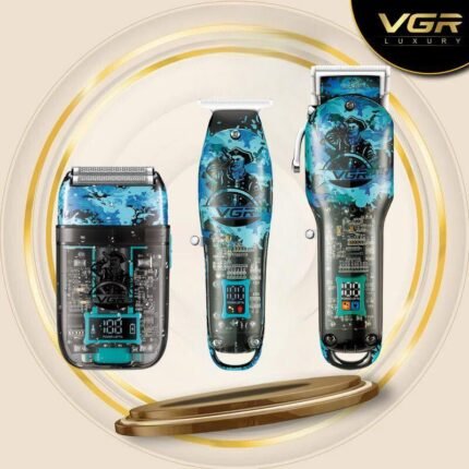 VGR-645 – ماكينة حلاقة كهربائية للرجال احترافية قابلة للشحن – شفرات ستانلس ستيل – بطارية ليثيوم أيون – شاشة LED