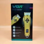 ماكينة حلاقة VGR V-267 الاحترافية الذهبية – لاسلكية معدنية، شاشة LED ذكية، بطارية 2000 مللي أمبير، 150 دقيقة عمل