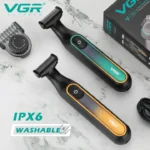 ماكينة حلاقة VGR مقاومة للماء برأسين احترافية V-360 للتنعيم