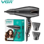 استشوار VGR 467 الاحترافي – محرك DC هادئ، 2 حرارة/زر تبريد، فوهة قابلة للفصل، حماية من الحرارة الزائدة، تصميم فريد