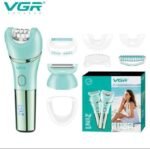 VGR V-753 مزيل شعر الجسم المقاوم للماء للنساء، ماكينة حلاقة، شعر الساق والإبط والعانة V753 2 في 1